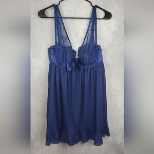 Cacique Lingerie Babydoll 14/16  Flyaway Lightly Lined Cups Sheer‎ Underwire